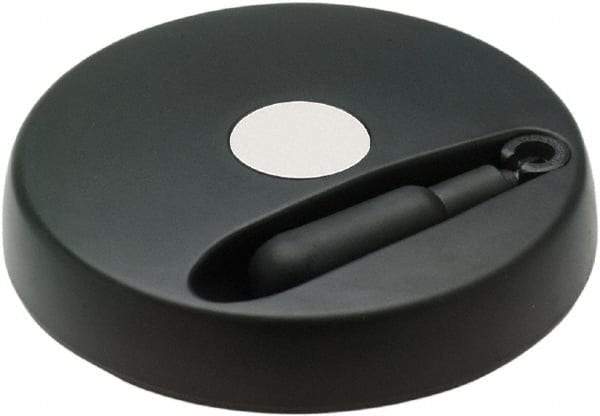 Elesa - 3.9" Diam, Technopolymer Handwheel with Fold Away Handle - 1.57" Hub Diam - Americas Industrial Supply