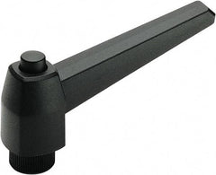 Elesa - 3/8-16, Glass Fiber Reinforced Technopolymer Adjustable Clamping Handle - 3.62" OAL, 2.13" High, 0.67" Hole Depth - Americas Industrial Supply