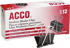 ACCO - 5/8" Wide Binder Clip - Black/Silver - Americas Industrial Supply