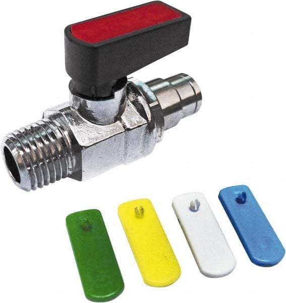 Value Collection - 3/8" Pipe, Brass Miniature Ball Valve - Inline - Two Way Flow, MNPT x Push-to-Connect Ends, Wedge Handle, 250 WOG - Americas Industrial Supply