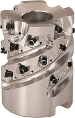 Seco - 4 Inserts, 50mm Cut Diam, 1-1/16" Arbor Diam, 43mm Max Depth of Cut, Indexable Square-Shoulder Face Mill - 0° Lead Angle, 2.5591" High, LOEX Insert Compatibility, Series Square T4-08 - Americas Industrial Supply