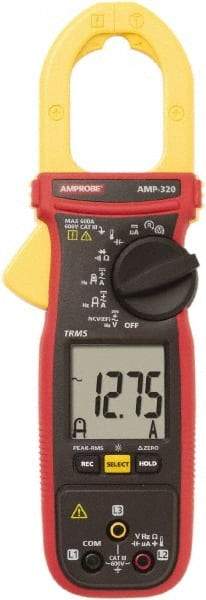 Amprobe - AMP-320, CAT III, Digital True RMS Clamp Meter with 1.378" Clamp On Jaws - 600 VAC/VDC, 600 AC/DC Amps, Measures Voltage, Capacitance, Current, microAmps, Resistance, Temperature - Americas Industrial Supply