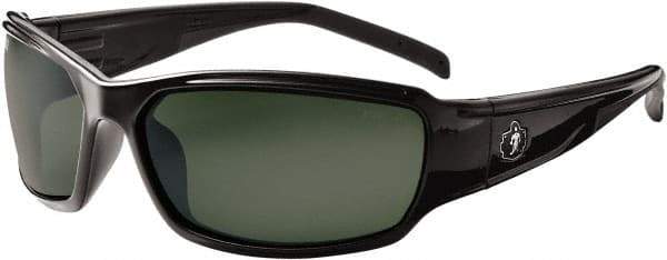 Ergodyne - Green Lenses, Framed Polarized Glasses - Uncoated Lenses, Size Universal, Wrap Around - Americas Industrial Supply