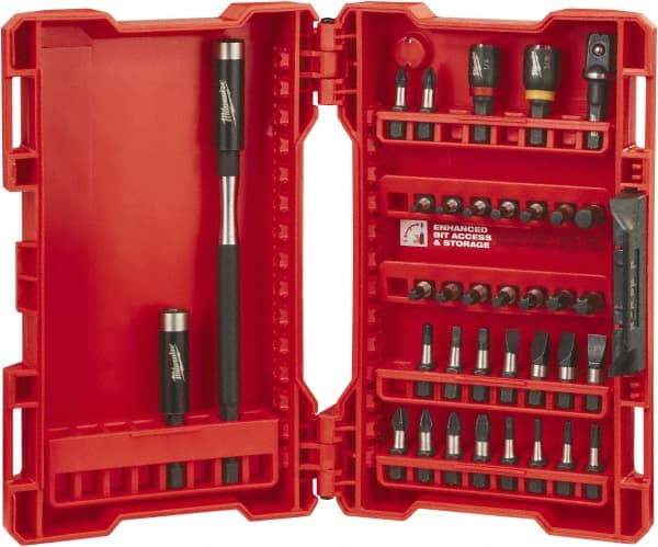 Milwaukee Tool - 36 Piece, Bit Set - 5/64 to 1/4" Hex, Phillips, Slotted, Torx, Square Point - Americas Industrial Supply