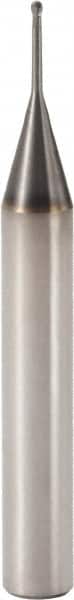 Seco - 0.5mm Diam, 0.5mm LOC, 2 Flute Solid Carbide Ball End Mill - MEGA-T Finish, Single End, 50mm OAL, 6mm Shank Diam, Spiral Flute - Americas Industrial Supply