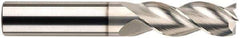 SGS - 1/2", 2-1/2" LOC, 1/2" Shank Diam, 5" OAL, 3 Flute, Solid Carbide Square End Mill - Single End, Uncoated, Spiral Flute, 38° Helix, Centercutting, Right Hand Cut, Right Hand Flute, Series 43 - Americas Industrial Supply