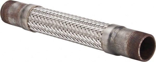 Made in USA - 12" OAL, 1-1/4" ID, 450 Max psi, Flexible Metal Hose Assembly - Americas Industrial Supply