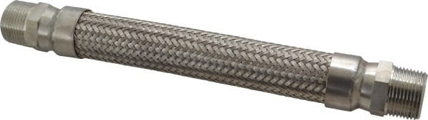 Made in USA - 12" OAL, 1" ID, 580 Max psi, Flexible Metal Hose Assembly - Americas Industrial Supply