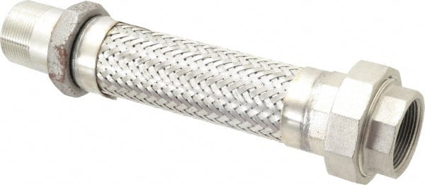 Made in USA - 12" OAL, 1-1/2" ID, 410 Max psi, Flexible Metal Hose Assembly - Americas Industrial Supply