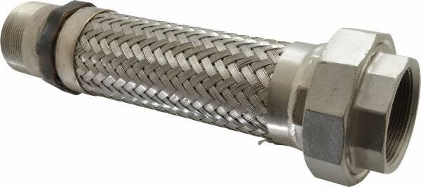 Made in USA - 12" OAL, 2" ID, 450 Max psi, Flexible Metal Hose Assembly - Americas Industrial Supply