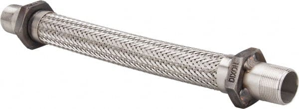 Made in USA - 18" OAL, 1-1/4" ID, 450 Max psi, Flexible Metal Hose Assembly - Americas Industrial Supply