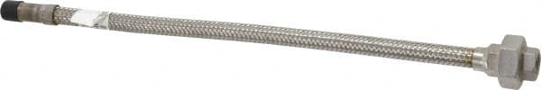 Made in USA - 18" OAL, 3/8" ID, 1,450 Max psi, Flexible Metal Hose Assembly - Americas Industrial Supply