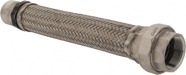 Made in USA - 18" OAL, 2" ID, 450 Max psi, Flexible Metal Hose Assembly - Americas Industrial Supply