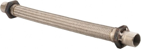 Made in USA - 24" OAL, 1-1/4" ID, 450 Max psi, Flexible Metal Hose Assembly - Americas Industrial Supply