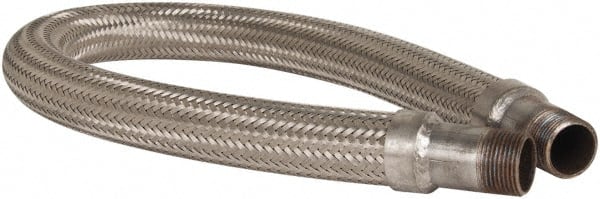 Made in USA - 36" OAL, 1" ID, 580 Max psi, Flexible Metal Hose Assembly - Americas Industrial Supply