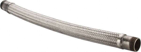 Made in USA - 36" OAL, 2" ID, 450 Max psi, Flexible Metal Hose Assembly - Americas Industrial Supply