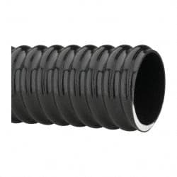 Made in USA - 2" ID, 28 Hg Vac Rating, 70 psi, PVC Vacuum & Duct Hose - 100' Long, Black, 5" Bend Radius, -10°F Min - Americas Industrial Supply
