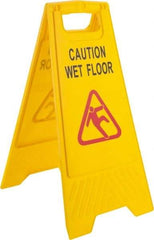 PRO-SOURCE - Caution - Wet Floor, 12" Wide x 24" High, Plastic Floor Sign - A-Frame, Red & Black on Yellow, For Accident Prevention - Americas Industrial Supply