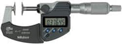 Mitutoyo - 0 to 1 Inch, Ratchet Thimble, IP65 Water Resistance, Electronic Disc Micrometer - Digital Counter, 0.0002 Inch Accuracy, 0.787 Inch Disc, 6.3mm Spindle, 0.00005 Inch Resolution, NIST - Americas Industrial Supply