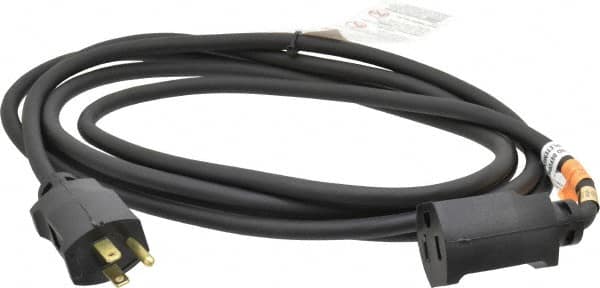 Southwire - 10', 16/3 Gauge/Conductors, Black Outdoor Extension Cord - 1 Receptacle, 13 Amps, UL SJEOW, NEMA 5-15P, 5-15R - Americas Industrial Supply