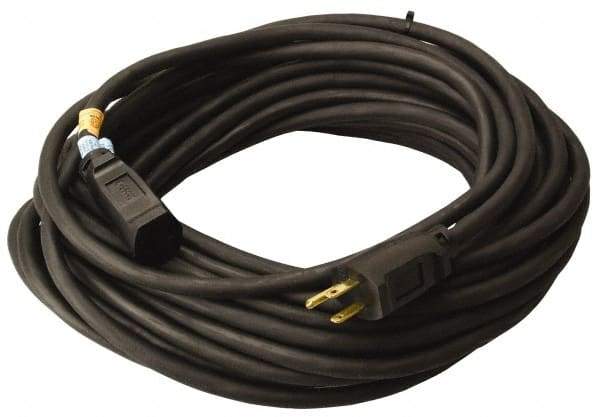 Southwire - 100', 12/3 Gauge/Conductors, Black Outdoor Extension Cord - 1 Receptacle, 15 Amps, UL SJEOW, NEMA 5-15P, 5-15R - Americas Industrial Supply