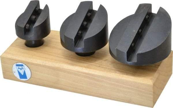 Made in USA - 3 Piece, 3/4" Shank Diam, 1-3/8" to 2-1/2" Max Head Diam, Straight Shank, Fly Cutter Set - 1 Bit Per Cutter, 3/8 to 1/2" Tool Bit, Multiple Head Diams, Includes Wood Block - Americas Industrial Supply