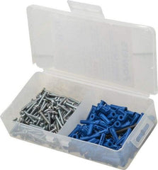 Powers Fasteners - #8 x 1 Screw, 7/8" Long, 3/4" Thick, Plug Drywall & Hollow Wall Anchor - 3/16" Drill, Plastic, Use in Concrete, & Masonry & Wallboard - Americas Industrial Supply