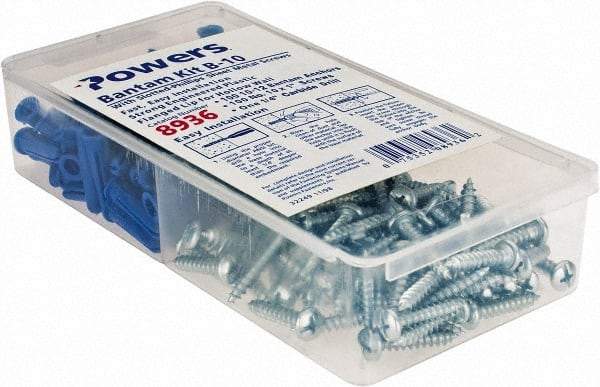 Powers Fasteners - #10 x 1 Screw, 1" Long, 7/8" Thick, Plug Drywall & Hollow Wall Anchor - 1/4" Drill, Plastic, Use in Concrete, & Masonry & Wallboard - Americas Industrial Supply