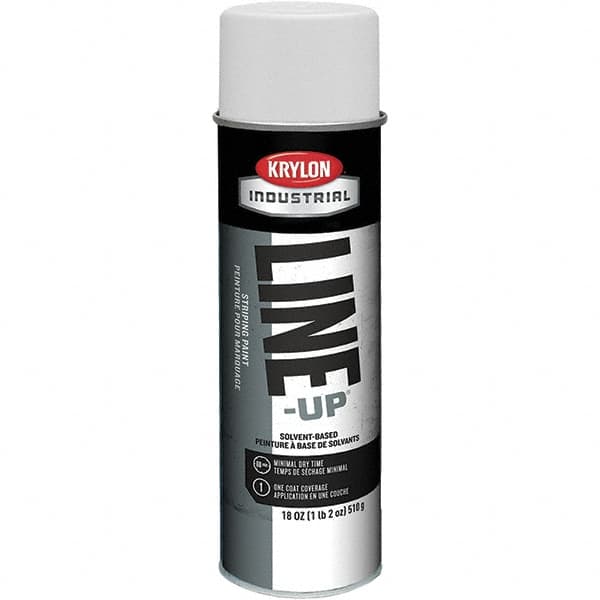 Krylon - 18 fl oz White Striping Paint - 234 to 332 Sq Ft/Gal Coverage, Solvent-Based Formula - Americas Industrial Supply