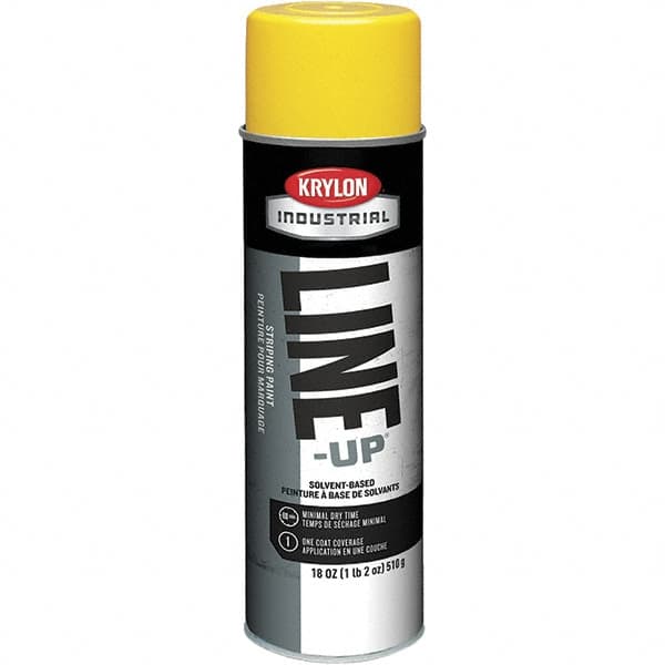 Krylon - 18 fl oz Yellow Striping Paint - 234 to 332 Sq Ft/Gal Coverage, Solvent-Based Formula - Americas Industrial Supply