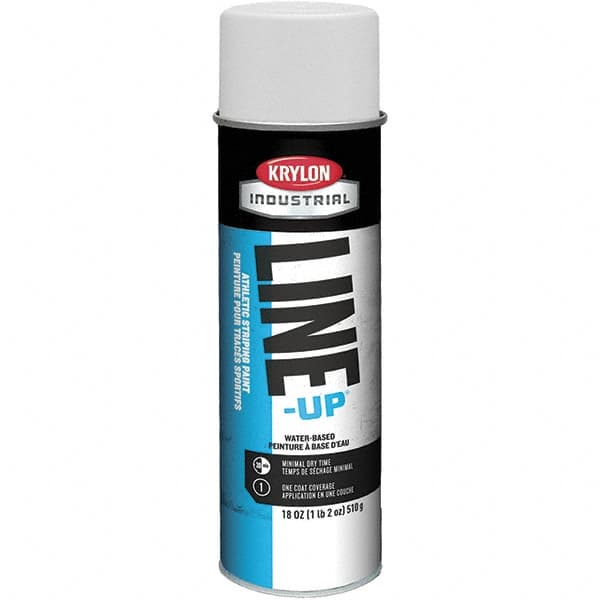 Krylon - 18 fl oz White Striping Paint - 234 to 332 Sq Ft/Gal Coverage, Water-Based Formula - Americas Industrial Supply