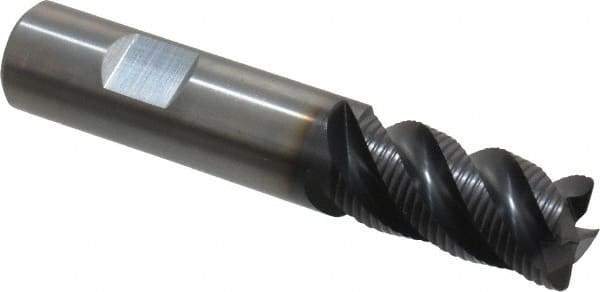 Kennametal - 3/4" Diam, 1-1/2" LOC, 4 Flute Solid Carbide 0.05" Corner Radius Roughing End Mill - AlTiN Finish, 4" OAL, 3/4" Shank Diam, Single End, Centercutting, 40° Helix - Americas Industrial Supply