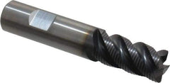 Kennametal - 3/4" Diam, 1-1/2" LOC, 4 Flute Solid Carbide 0.05" Corner Radius Roughing End Mill - AlTiN Finish, 4" OAL, 3/4" Shank Diam, Single End, Centercutting, 40° Helix - Americas Industrial Supply
