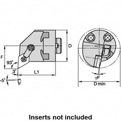 Kennametal - Right Hand Cut, 33.02mm Min Bore Diam, Size H16 Modular Boring Cutting Unit Head - Through Coolant, Compatible with DN.. - Americas Industrial Supply