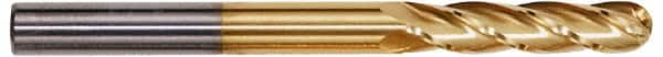 Hertel - 3/8" Diam, 1-1/2" LOC, 4 Flute Solid Carbide Ball End Mill - TiN Finish, Single End, 6" OAL, 3/8" Shank Diam - Americas Industrial Supply