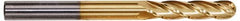 Hertel - 3/8" Diam, 1-1/2" LOC, 4 Flute Solid Carbide Ball End Mill - TiN Finish, Single End, 6" OAL, 3/8" Shank Diam - Americas Industrial Supply