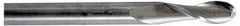 Hertel - 1/2" Diam, 3" LOC, 2 Flute Solid Carbide Ball End Mill - Uncoated, Single End, 6" OAL, 1/2" Shank Diam - Americas Industrial Supply