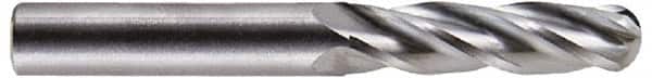 Hertel - 3/4" Diam, 2-1/4" LOC, 4 Flute Solid Carbide Ball End Mill - Uncoated, Single End, 5" OAL, 3/4" Shank Diam - Americas Industrial Supply