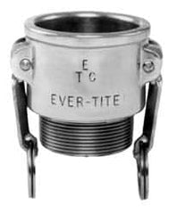 EVER-TITE Coupling Products - 4" Stainless Steel Cam & Groove Suction & Discharge Hose Female Coupler Male NPT Thread - Part B, 4" Thread, 100 Max psi - Americas Industrial Supply