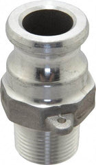 EVER-TITE Coupling Products - 3/4" Aluminum Cam & Groove Suction & Discharge Hose Male Adapter Male NPT Thread - Part F, 3/4" Thread, 250 Max psi - Americas Industrial Supply