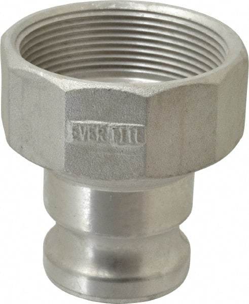 EVER-TITE Coupling Products - 2" Aluminum Cam & Groove Suction & Discharge Hose Male Adapter Female NPT Thread - Part A, 3" Thread, 250 Max psi - Americas Industrial Supply