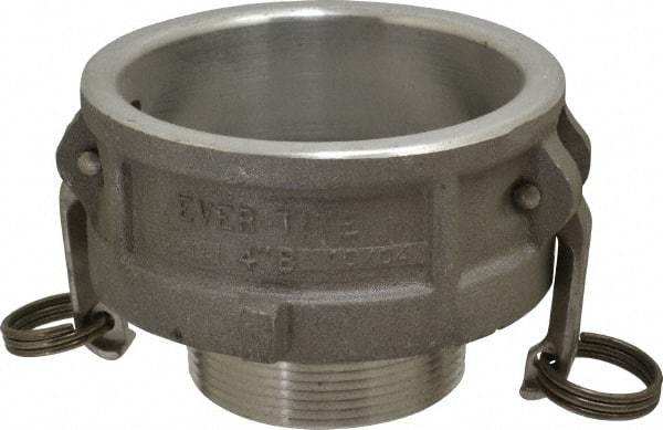 EVER-TITE Coupling Products - 4" Aluminum Cam & Groove Suction & Discharge Hose Female Coupler Male NPT Thread - Part B, 3" Thread, 100 Max psi - Americas Industrial Supply