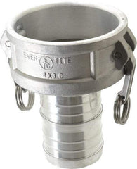 EVER-TITE Coupling Products - 4" Aluminum Cam & Groove Suction & Discharge Hose Female Coupler Hose Shank - Part C, 100 Max psi - Americas Industrial Supply