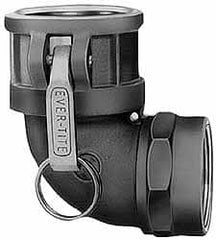EVER-TITE Coupling Products - 1-1/4" Brass Cam & Groove Suction & Discharge Hose Female Coupler Female NPT Thread, 90° - Part D, 1-1/4" Thread, 350 Max psi - Americas Industrial Supply