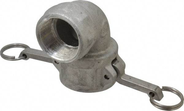EVER-TITE Coupling Products - 1-1/2" Aluminum Cam & Groove Suction & Discharge Hose Female Coupler Female NPT Thread, 90° - Part D, 1-1/2" Thread, 250 Max psi - Americas Industrial Supply