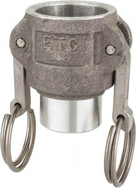 EVER-TITE Coupling Products - 1" Aluminum Cam & Groove Suction & Discharge Hose Female Coupler Female NPT Thread - Part D, 1" Butt Weld Thread, 250 Max psi - Americas Industrial Supply