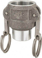 EVER-TITE Coupling Products - 1" Aluminum Cam & Groove Suction & Discharge Hose Female Coupler Female NPT Thread - Part D, 1" Butt Weld Thread, 250 Max psi - Americas Industrial Supply