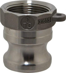 EVER-TITE Coupling Products - 1-1/4" Stainless Steel Cam & Groove Suction & Discharge Hose Male Adapter Female NPT Thread - Part A, 1-1/4" Thread, 250 Max psi - Americas Industrial Supply