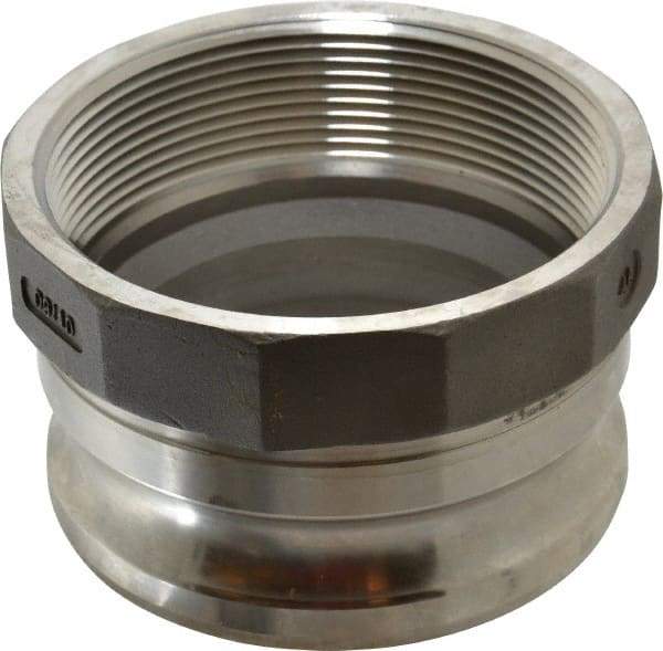 EVER-TITE Coupling Products - 4" Stainless Steel Cam & Groove Suction & Discharge Hose Male Adapter Female NPT Thread - Part A, 4" Thread, 100 Max psi - Americas Industrial Supply
