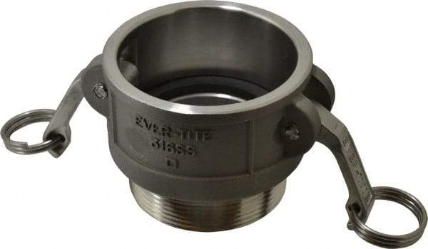 EVER-TITE Coupling Products - 3" Stainless Steel Cam & Groove Suction & Discharge Hose Female Coupler Male NPT Thread - Part B, 3" Thread, 200 Max psi - Americas Industrial Supply
